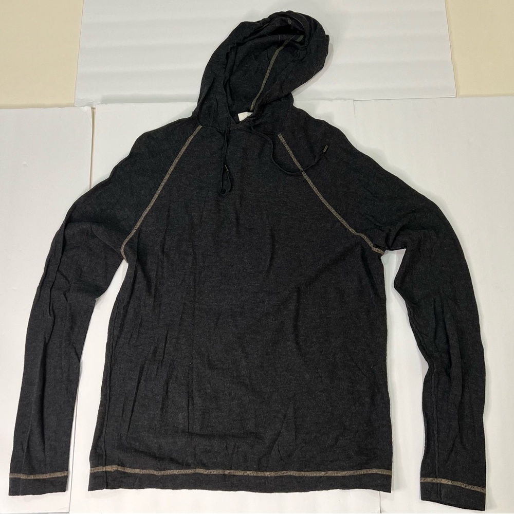 BANANA REPUBLIC - Hoodie:  Heather Black, Pullover, Lightweight, Medium